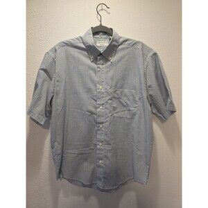 Covington Men's Short Sleeve Blue Plaid Button Down Dress Shirt M Easy Care